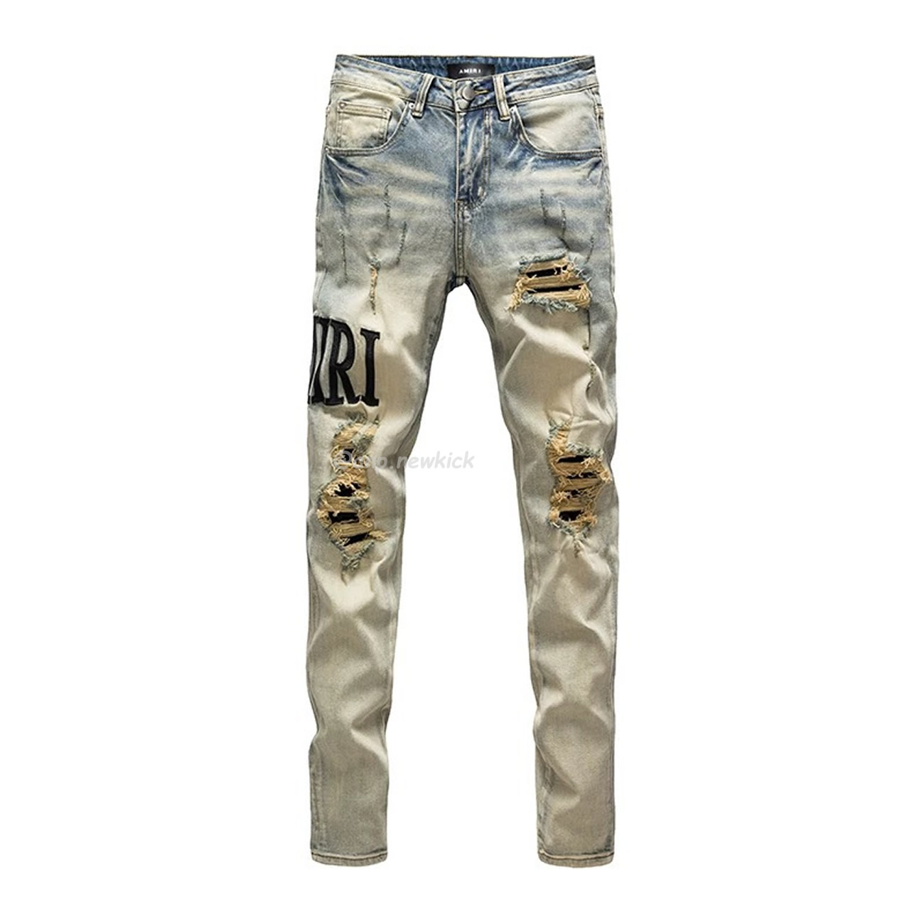 Amiri Jeans Men Letters Trousers Repair Low Rise Skinny (3) - www.newkick.vip